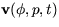 ${\bf v}(\phi,p,t)$